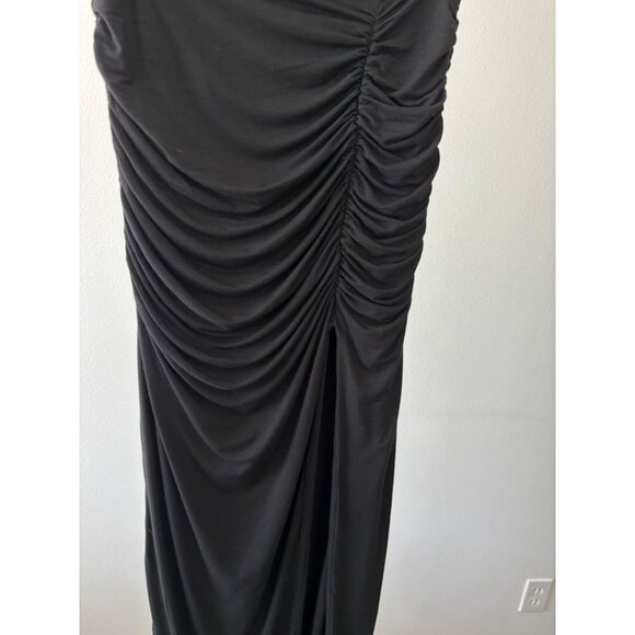 Klassy Network Skirt Medium BodyCon Ruched High Slit Festival Boho Glam Romantic - Picture 11 of 16